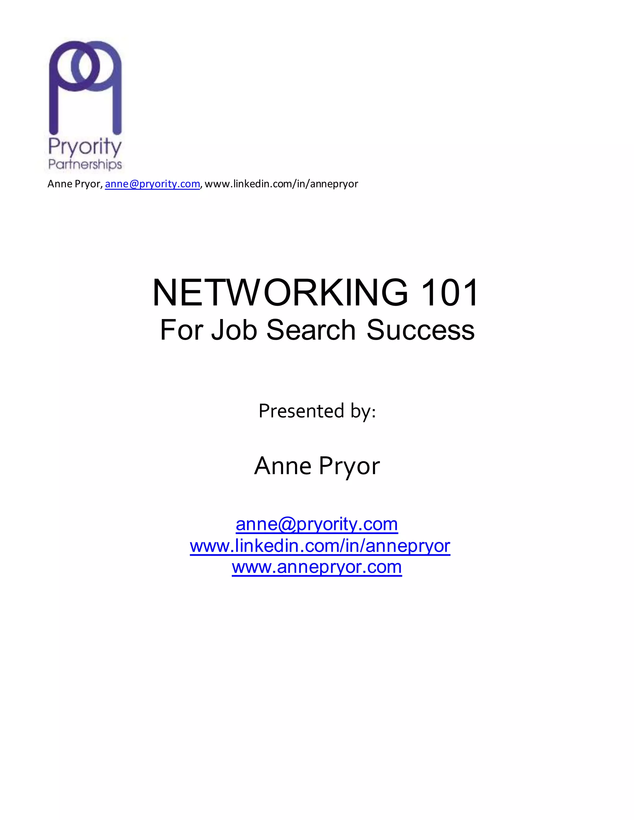 2020 Networking Worksheets by Anne Pryor PDF