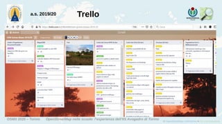 OSMit 2020 – Torino OpenStreetMap nelle scuole: l'esperienza dell'IIS Avogadro di Torino
●
Come negli anni passati, è usato Trello per la gestione del progetto
a.s. 2019/20 Trello
 