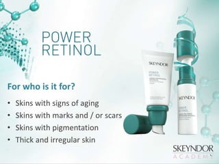 For who is it for?
• Skins with signs of aging
• Skins with marks and / or scars
• Skins with pigmentation
• Thick and irregular skin
 