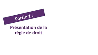 Présentation de la
règle de droit
 
