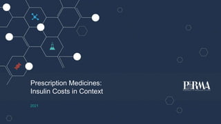 Prescription Medicines:
Insulin Costs in Context
2021
 