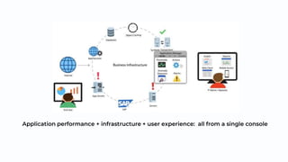 Application performance + infrastructure + user experience: all from a single console
 