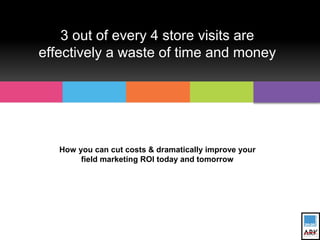 3 out of every 4 store visits are
effectively a waste of time and money
How you can cut costs & dramatically improve your
field marketing ROI today and tomorrow
 