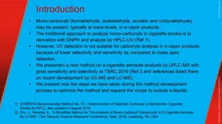 Method development for the analysis of mono-carbonyl compounds in e ...