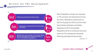 ©ucisa 2020
3
3
D r i v e r s f o r T E L d e v e l o p m e n t
Recent legislative changes are impacting
on TEL provision ...