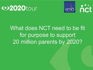 What does NCT need to be fit
  for purpose to support
20 million parents by 2020?
 
