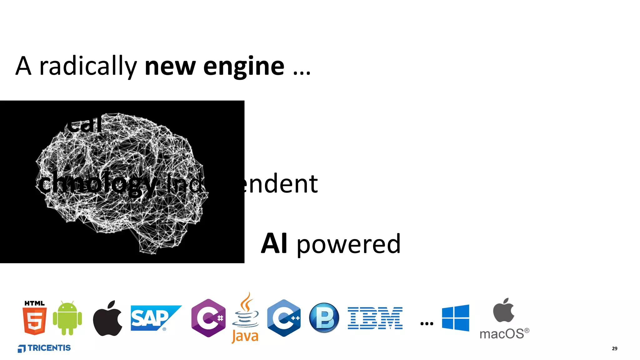 29
AI powered
Optical
Technology Independent
A radically new engine …
…
 