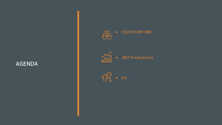 AGENDA
 VS2019 ステータス
 .NET Productivity
 Git
 