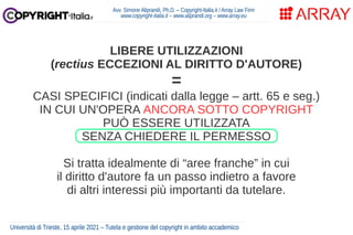 Tutela e gestione del copyright in ambito accademico (Università di Trieste, apr. 2021)