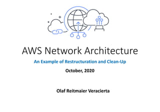 AWS Network Architecture
October, 2020
Olaf Reitmaier Veracierta
An Example of Restructuration and Clean-Up
 