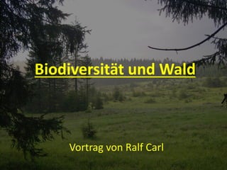 Biodiversität und Wald
Vortrag von Ralf Carl
 