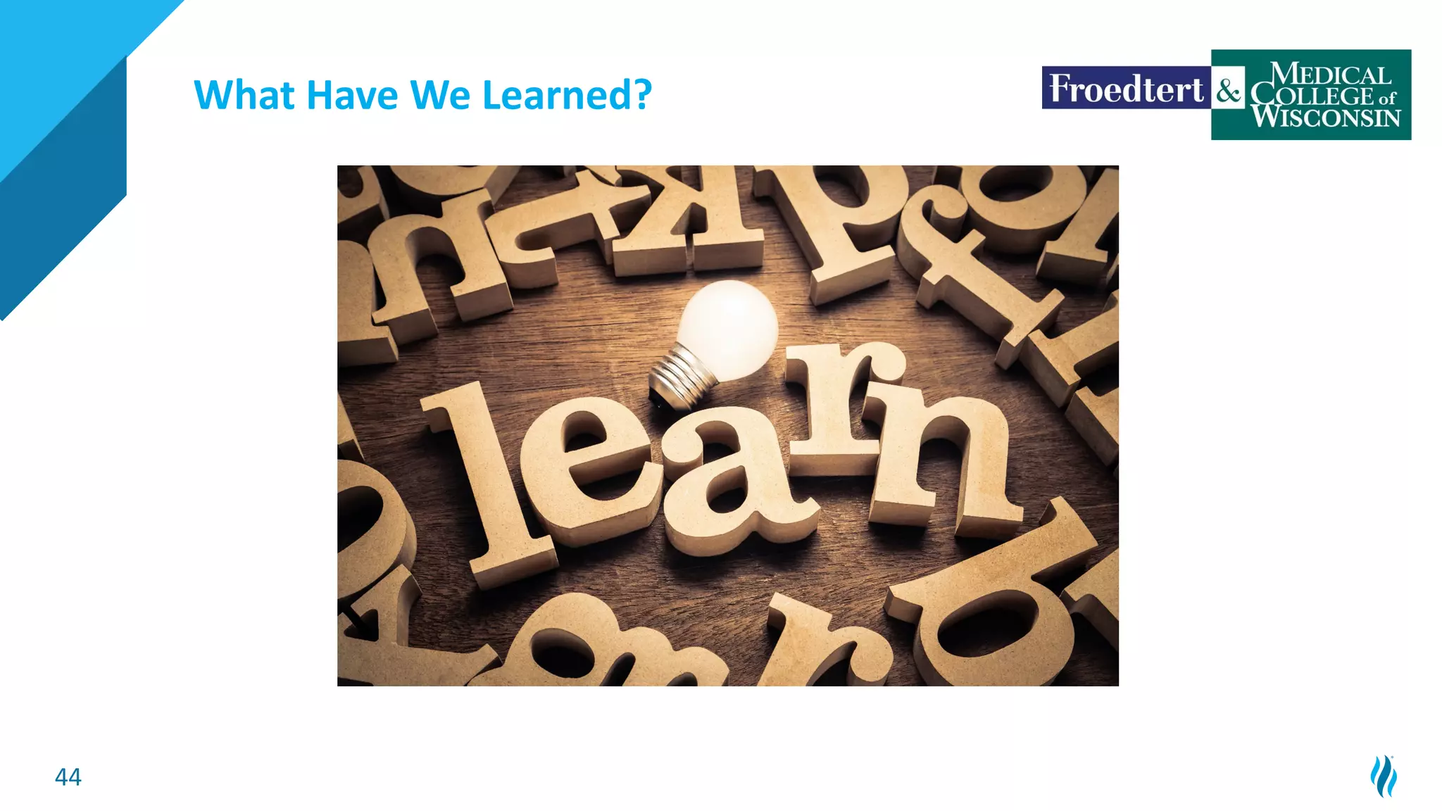 44
What Have We Learned?
 