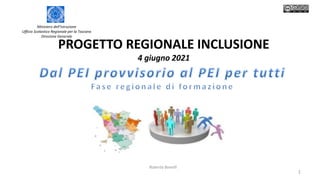 PROGETTO REGIONALE INCLUSIONE
4 giugno 2021
Roberta Bonelli
Ministero dell’Istruzione
Ufficio Scolastico Regionale per la Toscana
Direzione Generale
1
 