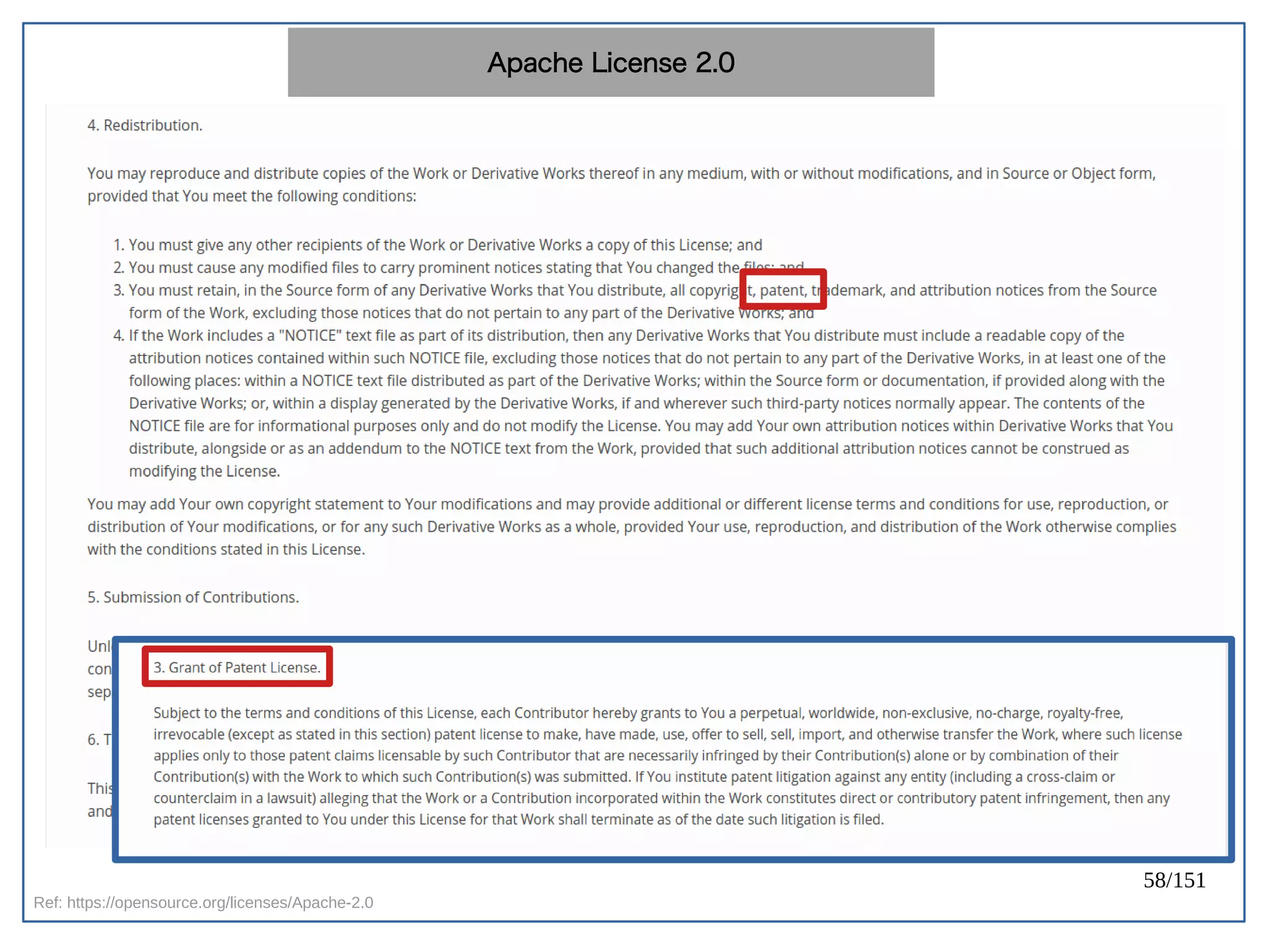 58/151
Ref: https://opensource.org/licenses/Apache-2.0
Apache License 2.0
 