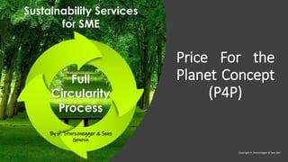 Price For the
Planet Concept
(P4P)
Copyright H. Sturzenegger & Sons Sàrl
Full
Circularity
Process
By H. Sturzenegger & Sons
Geneva
Sustainability Services
for SME
 