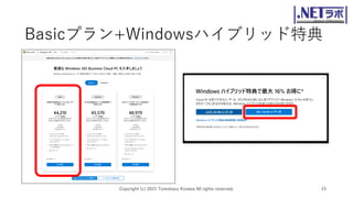 Basicプラン+Windowsハイブリッド特典
Copyright (c) 2021 Tomokazu Kizawa All rights reserved. 15
 