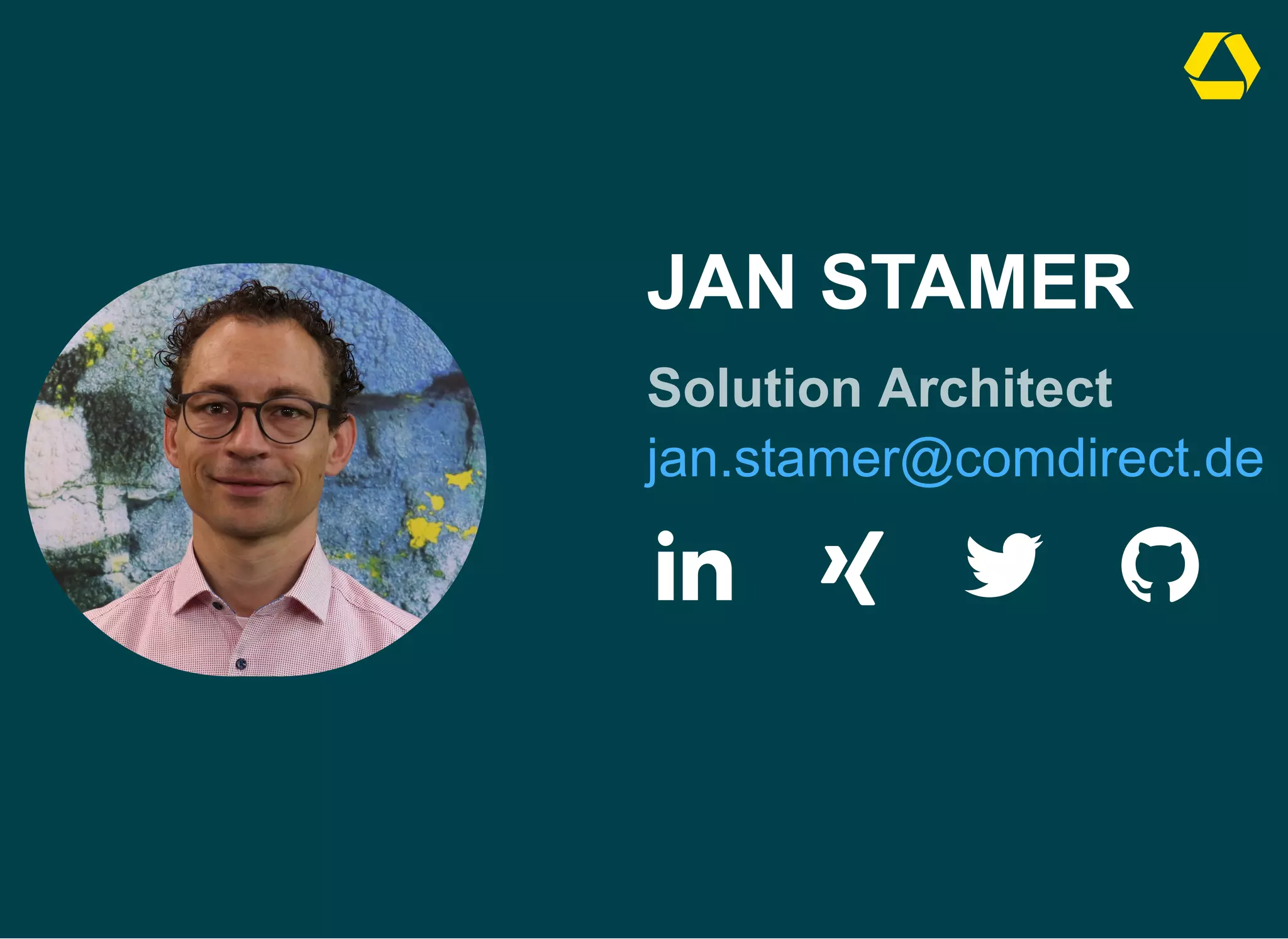 JAN STAMER
Solution Architect
jan.stamer@comdirect.de
 