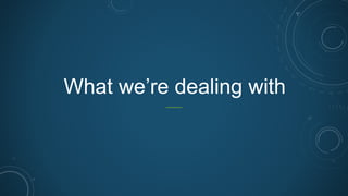 What we’re dealing with
 