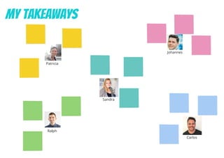 My TakeAways
Ralph
Johannes
Patricia
Carlos
Sandra
 