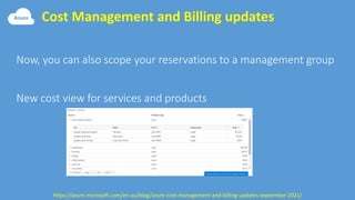 Cost Management and Billing updates
https://azure.microsoft.com/en-au/blog/azure-cost-management-and-billing-updates-september-2021/
 