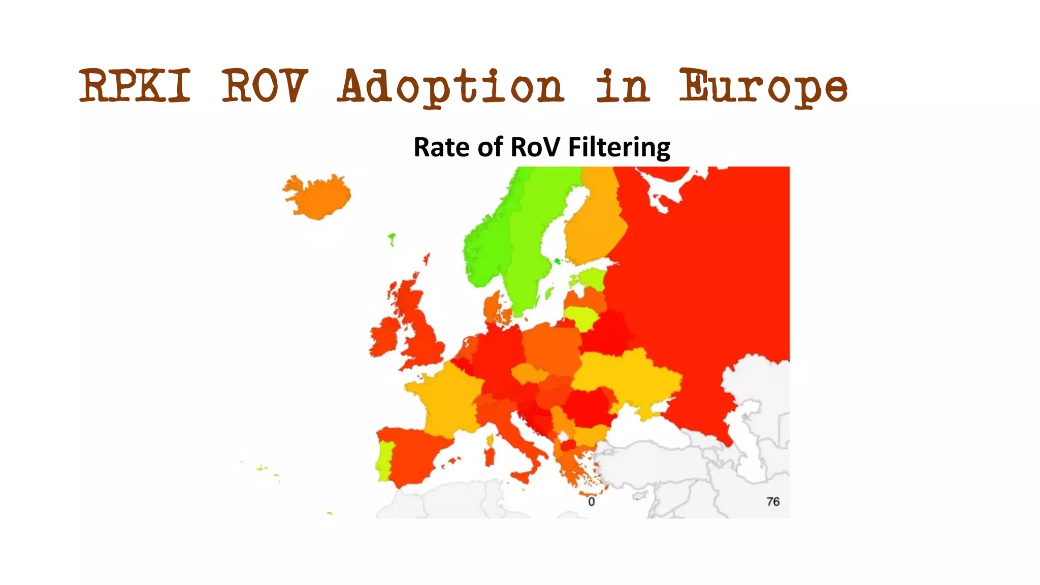 RPKI ROV Adoption in Europe
Rate of RoV Filtering
 