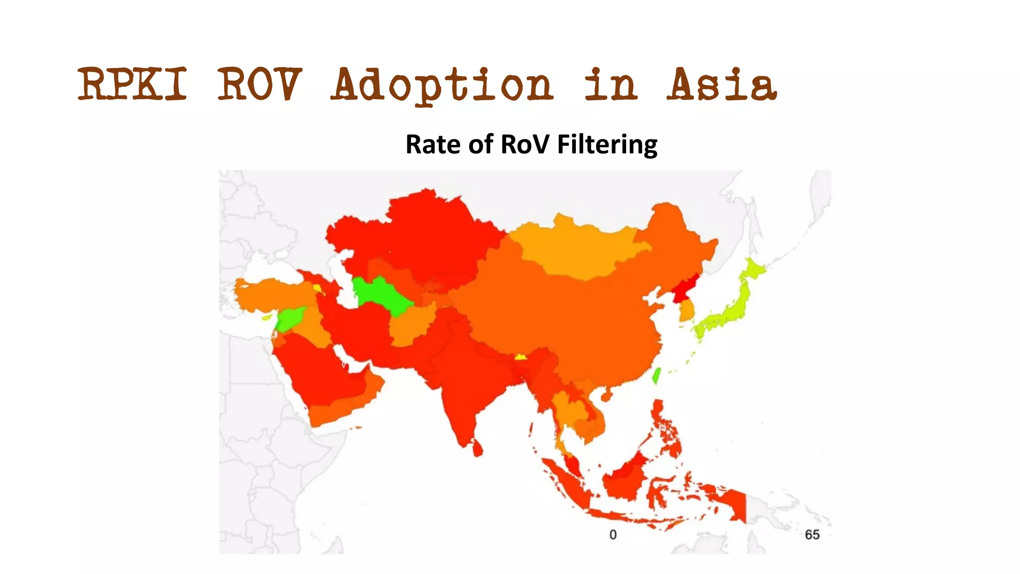 RPKI ROV Adoption in Asia
Rate of RoV Filtering
 
