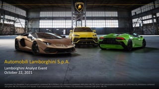Automobili Lamborghini S.p.A.
Lamborghini Analyst Event
October 22, 2021
 
