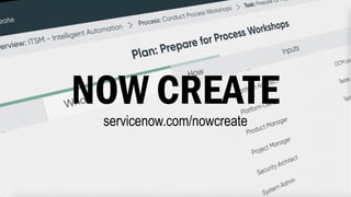 NOW CREATE
servicenow.com/nowcreate
 