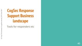 SJ
Terp|
The
business
of
cognitive
security
|
NYU
Dec
2021
CogSec Response
Support Business
landscape
Tools for responders...