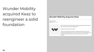 Wunder Mobility
acquired Keaz to
reengineer a solid
foundation
17
 
