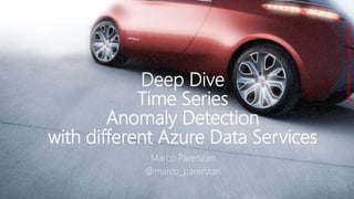 SQL
START!
2021
–
10°
ANNIVERSARY
Deep Dive
Time Series
Anomaly Detection
with different Azure Data Services
Marco Parenzan
@marco_parenzan
 