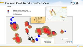 13
Courvan Gold Trend – Surface View
Legend
New In-Pit Resource (Au g/t > 0.40)
New Underground Resource (Au g/t > 2.05)
Conceptual Pits
Former Bussiere Mine
COURVAN TREND
DEPOSITS
M&I: 268,600 oz
Inf: 733,500 oz
N
Improved
Exploration
Model
 