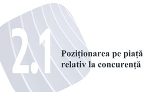 Poziționarea pe piață
relativ la concurență
 