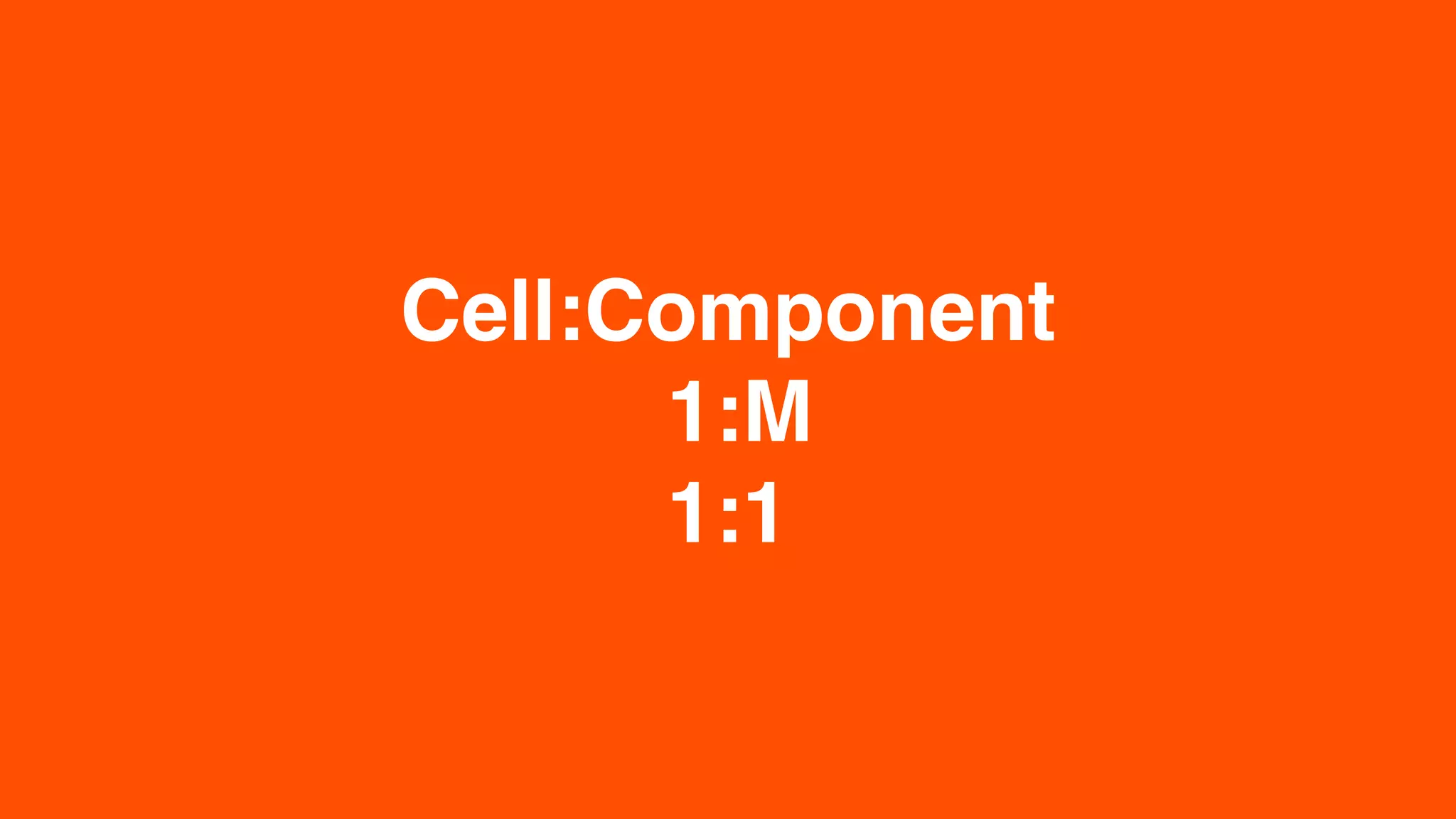 Cell:Componen
t

1:
M

1:1
 