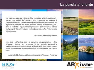 La parola al cliente
«In ciascuna azienda esistono delle complesse attività gestionali –
spesso non visibili dall’esterno ...