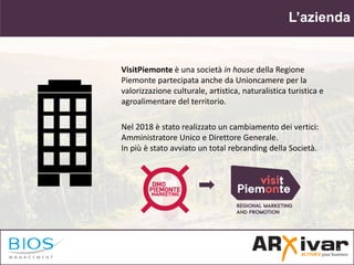 L’azienda
VisitPiemonte è una società in house della Regione
Piemonte partecipata anche da Unioncamere per la
valorizzazio...