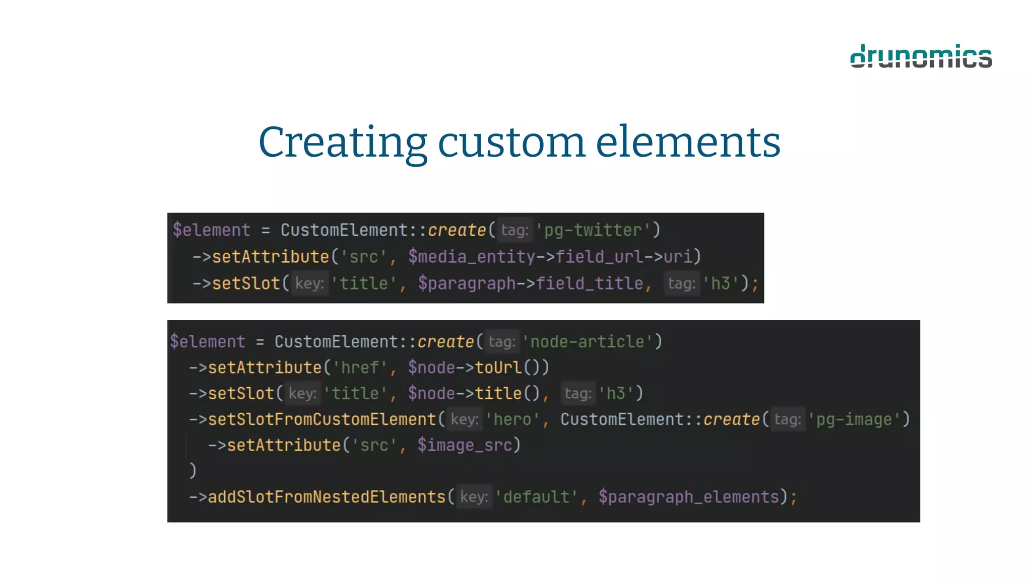 Creating custom elements
 