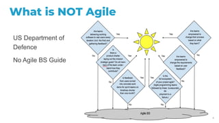What is NOT Agile
US Department of
Defence
No Agile BS Guide
 