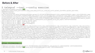 © 2020 InﬂuxData. All rights reserved.
85
Before & After
$ telegraf --test --config exercise
> net,host=influxdays,interfa...