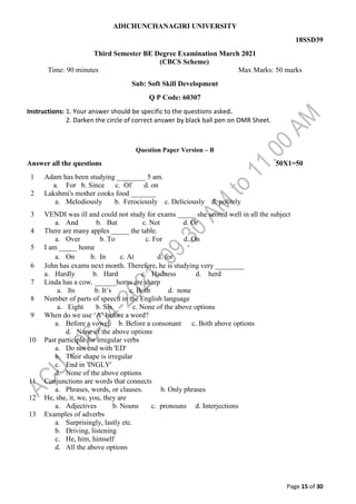 3rd Semester Computer Science and Engineering (ACU) Question papers | PDF