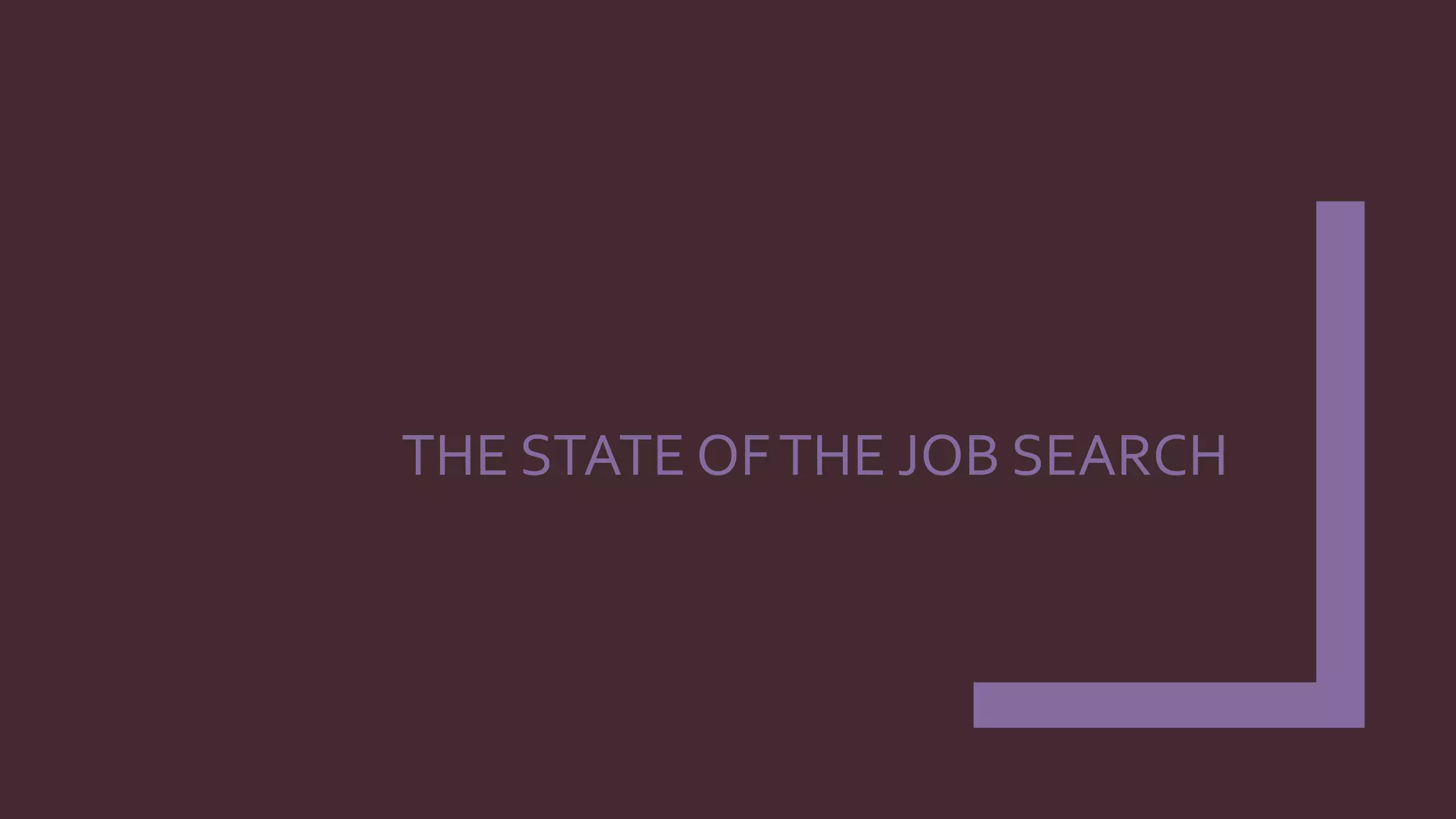 THE STATE OFTHE JOB SEARCH
 