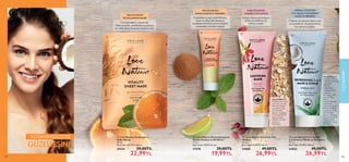 102 103
 
 Love Nature Yatıştırıcı Yüz
Maskesi
75 ml.
Birim Fiyat 35.99TL/100 ml.
34860 49,00TL
26,99TL
 
 Love Nature Pürüzsüzleştirici
Dudak Maskesi ve Arındırıcı
15 ml.
Birim Fiyat 19.99TL/15 ml.
37578 29,00TL
19,99TL
DOĞANIN GÜCÜYLE
GÜZELLEŞİN!
102
 
 Love Nature Canlandırıcı
Kağıt Maske
24 ml.
Birim Fiyat 95.79TL/100 ml.
42134 29,00TL
22,99TL
 
 Love Nature 2'si 1 Arada
Canlandırıcı Maske ve Arındırıcı
75 ml.
Birim Fiyat 35.99TL/100 ml.
34822 49,00TL
26,99TL
CİLT
BAKIMI
103
Zengindokusuylakolayca
emilirvekadifemsibir
cilthissiyaratır.
Çarkıfelekçiçeği,misketlimonu,
naneveşekergibibesleyici
içeriklerledudaklarıpürüzsüzleştirir,
nemlendirirvebakımyapar.
KURU CİLTLER İÇİN
YATIŞTIRICI YÜZ MASKESİ
TÜM CİLTLER İÇİN
DUDAK MASKESİ VE ARINDIRICI
Cildiniziarındırırkendahacanlı
veaydınlıkbirciltgörünümüne
kavuşmanızısağlar.
NORMAL CİLTLER İÇİN
2’Sİ 1 ARADA CANLANDIRICI
MASKE VE ARINDIRICI
Nasıl kullanılır?
Parmak uçlarınızla
yüzünüze eşit bir
katman halinde
uygulayın. Göz
çevresinden
sakının. Maskeyi
yüzünüzde 10-15
dakika kadar
bekletin ve ıslak
pamukla
temizleyin.
Nasıl kullanılır?
Arındırıcı: Nemli
cilde bol miktarda
uygulayın.
Dairesel
hareketlerle,
nazikçe masaj
yapın ve
durulayın. Göz
çevresinden
sakının.  
Maske: Parmak
uçlarınızla
yüzünüze eşit bir
katman halinde
uygulayın. Göz
çevresinden
sakının. Maskeyi
yüzünüzde 10-15
dakika kadar
bekletin ve iyice
durulayın.
TÜM CİLTLER İÇİN
TEK KULLANIMLIK MASKE
FormülündekiCvitaminiile
dahaaydınlık,yenilenmişveyatışmış
bircildesahipolmanızayardımcıolur.

 

 