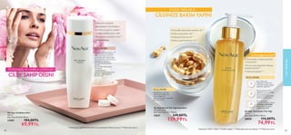 106 107
* 4 hafta boyunca günde iki defa kullanarak gerçekleştirilen klinik test sonucu. **Tüketici testi sonucu.
CİLT
BAKIMI
107
Prebiyotik içeriğiyle
gözeneklerin büyüklüğünü,
hacmini ve sayısını azaltan*
ve daha eşitlenmiş bir cilde
kavuşmanıza yardımcı olan**
cilt bakım bazı
 
﻿
NovAge Cilt Bakım Bazı
150 ml.
Birim Fiyat 46.66TL/100 ml.
33987 104,00TL
69,99TL
YENİLENMİŞ VE HARİKA GÖRÜNEN
CİLDE SAHİP OLUN!
106
• Cildi besler ve daha nemli bir
cilt hissi verir*
• Kiri ve suya dayanıklı makyajı
anında arındırır**
• Hızlıca durulanır***
KULLANIM
Kuru cilde, göz
kapaklarınız dahil tüm
yüzünüze nazikçe masaj
yaparak uygulayın.****
Elinizi suyla bir miktar
ıslattıktan sonra yüz yağı
süt kıvamında bir
losyona dönüşene kadar
yüzünüze masaj yapın.
İyice durulayın.
Su bazlı temizleyici içeren
cilt bakım rutininizden
önce sabah ve akşam
uygulayabilirsiniz!
• Fark edilir derecede nemli bir cilt*****
• Daha yumuşak bir cilt*****
• Daha pürüzsüz bir cilt*****
• Daha iyi görünümlü bir cilt*****
KULLANIM
Kapsülü açın, parmak
uçlarınızla nazikçe yüz,
boyun bölgesi ve
dekoltenize sürün. Kapsüller
tek kullanımlıktır.
﻿
﻿
Kullananların *%97’si; **%96’sı, ***%100’ü onaylıyor. ****Oftalmolojik olarak test edilmiştir. *****Tüketici test sonucu.
DOĞAL YAĞLARLA
CİLDİNİZE BAKIM YAPIN!
 
﻿
NovAge Nutri6 Yüz Yağı Kapsülleri
30 kapsül içerir.
Birim Fiyat 466.63TL/100adet
32631 249,00TL
139,99TL
 
﻿
NovAge Temizleyici Yüz Yağı
150 ml.
Birim Fiyat 49.99TL/100 ml.
38828 114,00TL
74,99TL
Çuha yağı mucizesi!
KULLANIM
NovAge Cilt Bakım Bazı’nı cilt
bakım rutininizin temizleme
adımından sonra, serum ve
nemlendiricileri kullanmadan
önce yüzünüze, boynunuza ve
dekoltenize uygulayın.
Göz çevresine temastan
kaçının.
Bazı elinizle veya pamuk
yardımıyla
cildinize yedirin.
Sabah ve akşam rutinlerinde,
günde iki defa uygulayın.
Durulamayın.
 