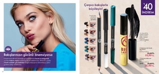 142
Çarpıcı bakışlarla 			
	büyüleyin!
 
 OnColour Çift Taraflı
Göz Kalemi
1.5 g.
Birim Fiyat 13.33TL/ g.
  34,00TL
19,99TL
143
İNDİRİM
40
%
36087
Black  White
36088
Mocha  Rose
Gold
36089
Blue  Sapphire
36090
Green  Turquoise
36091
Purple 
Lilac
Pro-VitaminB5ile
kirpikleribesleyen,
yoğunhacimlive
dolgunkirpiklere
kavuşmayı
sağlayanmaskara
2rengesahip,
yumuşakve
ipeksiyapılı
gözkalemi
Bakışlarınızın gücünü önemsiyoruz
Gözlerinizin etkisini artırmak için kirpiklerinize hacim ve dolgunluk
verirken bakım yapan maskarayı tercih edebilirsiniz. Birbirine uyumlu
2 farklı renkteki göz kalemleri ile göz makyajınızı tamamlayıp çekici
gözlere sahip olabilirsiniz.


 
 OnColour BIG Lash
Maskara
8 ml.
Birim Fiyat 2.87TL/ ml.
  39,00TL
22,99TL
38929
 