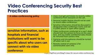 Video Conferencing Risks 20210112 web conferencing tools | PDF