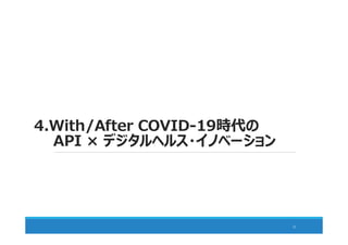 4.With/After COVID-19時代の
API × デジタルヘルス・イノベーション
32
 