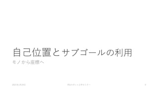 自己位置とサブゴールの利用
モノから座標へ
2021年1月24日 RSJロボット工学セミナー 9
 