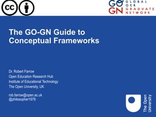 The GO-GN Guide to
Conceptual Frameworks
Dr. Robert Farrow
Open Education Research Hub
Institute of Educational Technology
The Open University, UK
rob.farrow@open.ac.uk
@philosopher1978
 