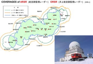 COVERAGES of ARSR (航空路監視レーダー) ORSR (洋上航空路監視レーダー) (AIM-J)
 