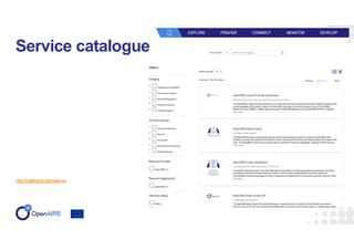 http://catalogue.openaire.eu
Service catalogue
 